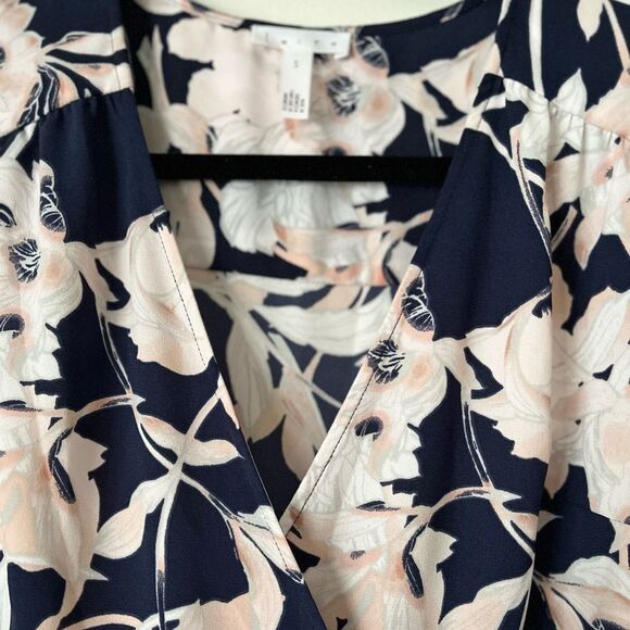 Nordstrom Leith floral print short valance sleeve, V-neck wrap dress, lined, S - Picture 8 of 15